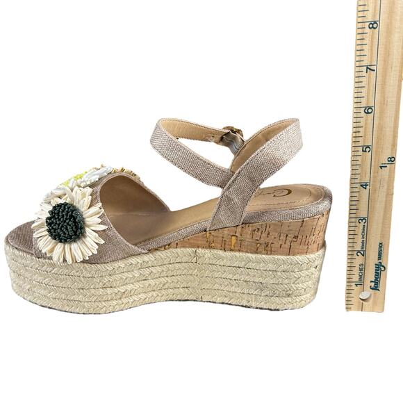 C Comfort Est. 1946 Wedges Size 8 M Straw Flower Platform Espadrille Sandals - Picture 11 of 11